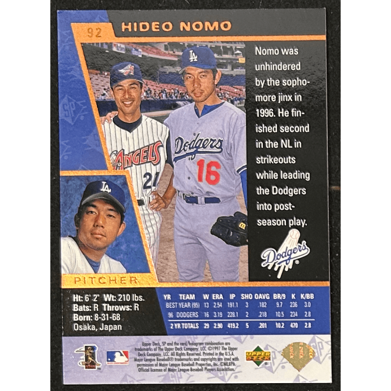 Hideo Nomo 1997 Upper deck SP 92