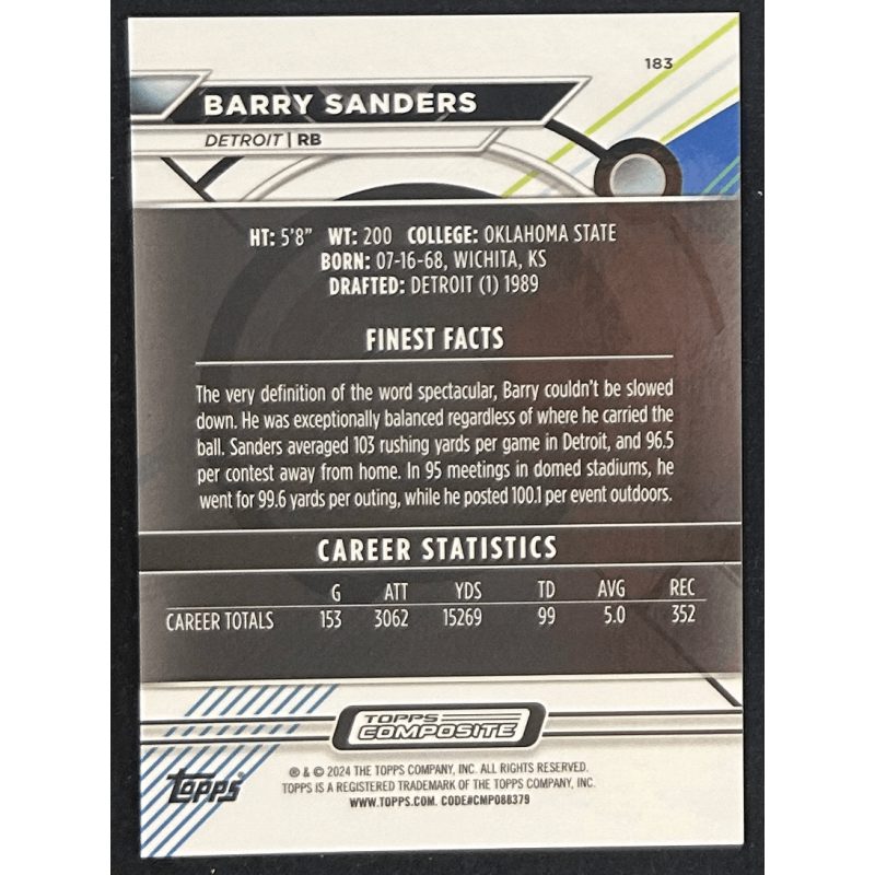 Barry Sanders 2024 Topps Composite Finest gold 07/50