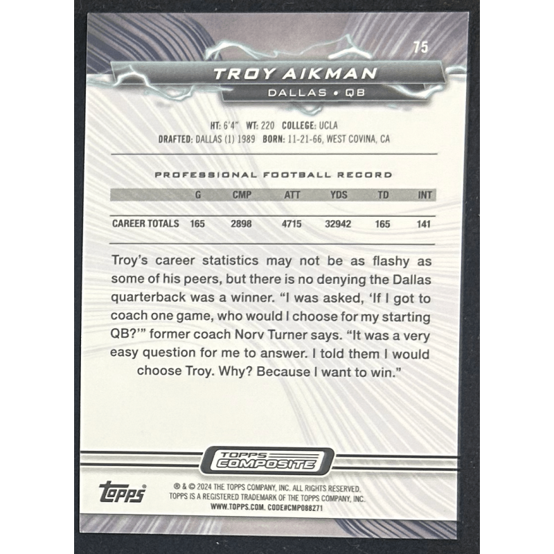 Troy Aikman 2024 Topps composite resurgence green 121/175