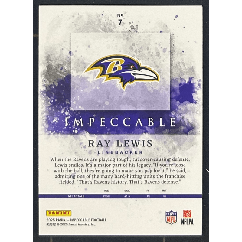 Ray Lewis 2025 Panini Impeccable 56/80
