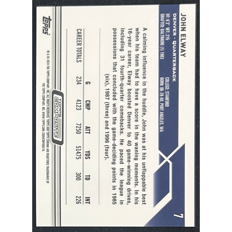 John Elway 2024 Topps chrome composite Purple Speckle 024/250