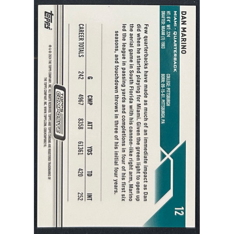 Dan Marino 2024 Topps Chrome composite magenta 344/399