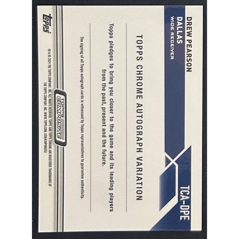 Drew Pearson 2024 Topps Chrome composite purple autograph 036/175