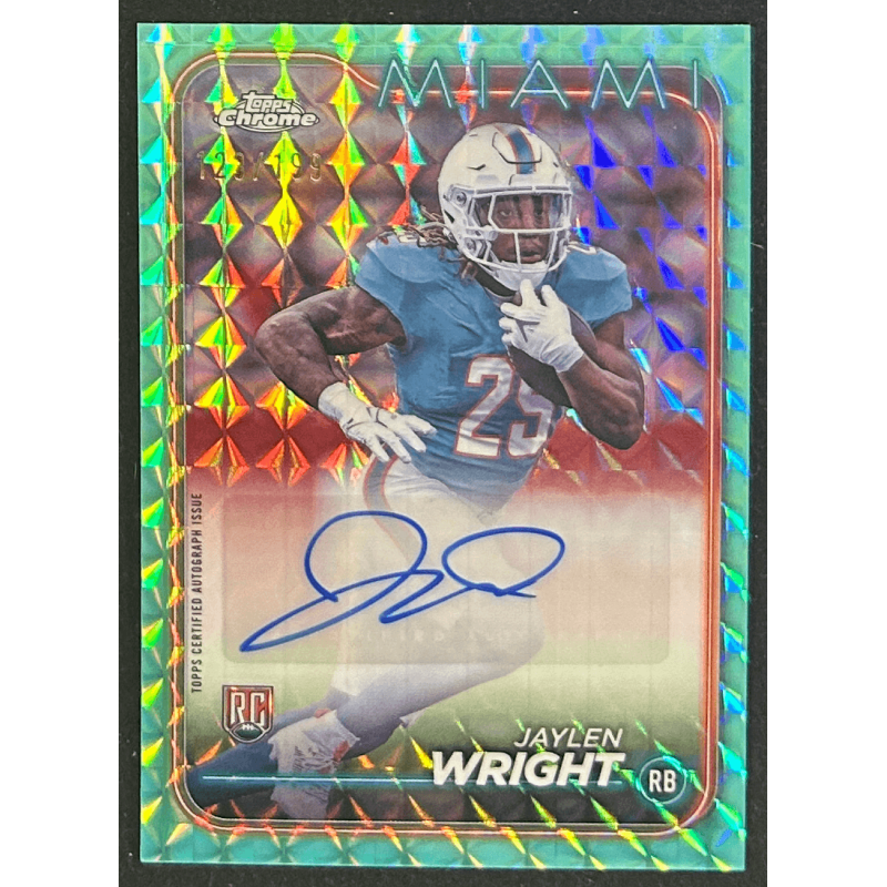 Jaylen Wright 2024 Topps chrome aqua rookie autograph 123/199