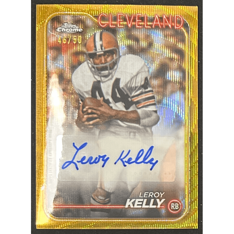 Leroy Kelly 2024 Topps chrome gold waves autograph 46/50