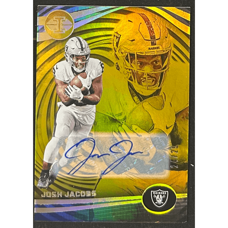 Josh Jacobs 2023 Panini Illusions gold autograph 24/25