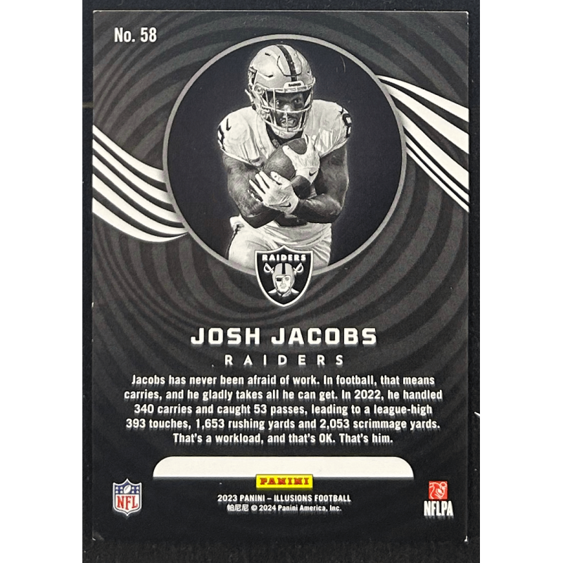 Josh Jacobs 2023 Panini Illusions gold autograph 24/25