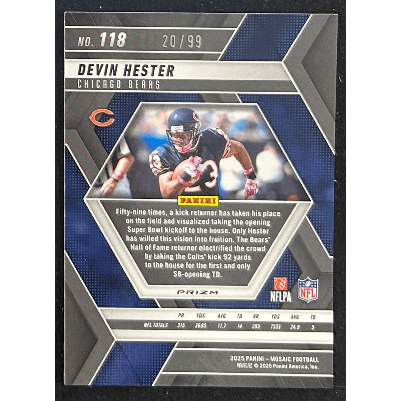 Devin Hester 2025 Panini Mosaic geometric blue 20/99