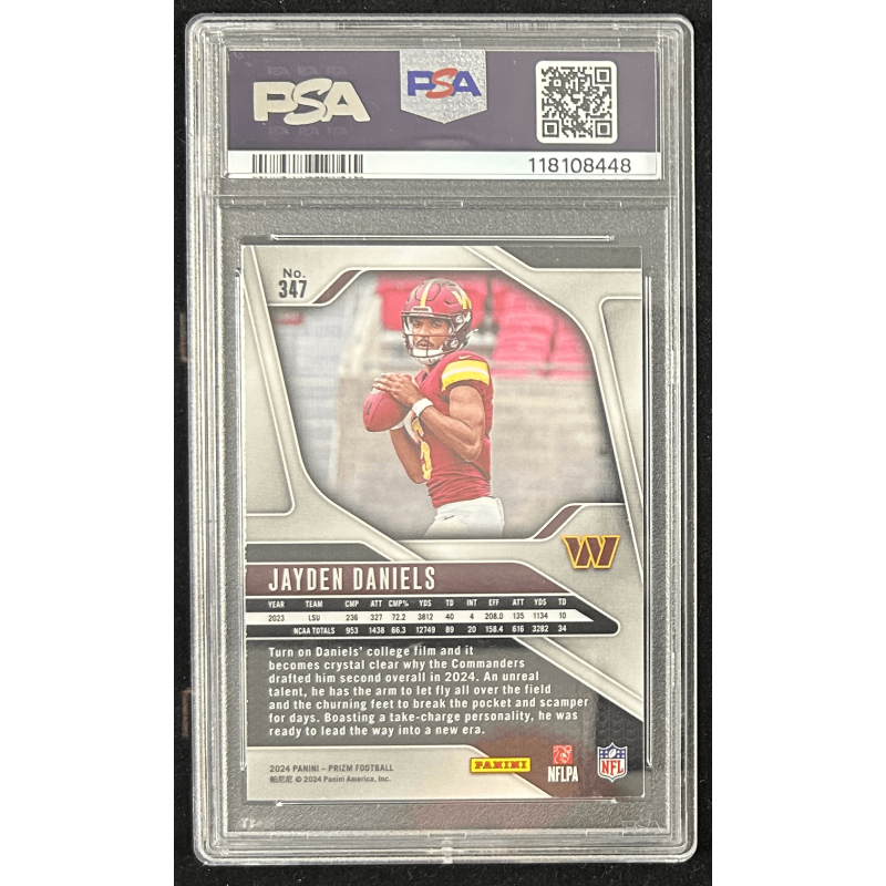 Jayden Daniels 2024 Panini Prizm rookie PSA 9
