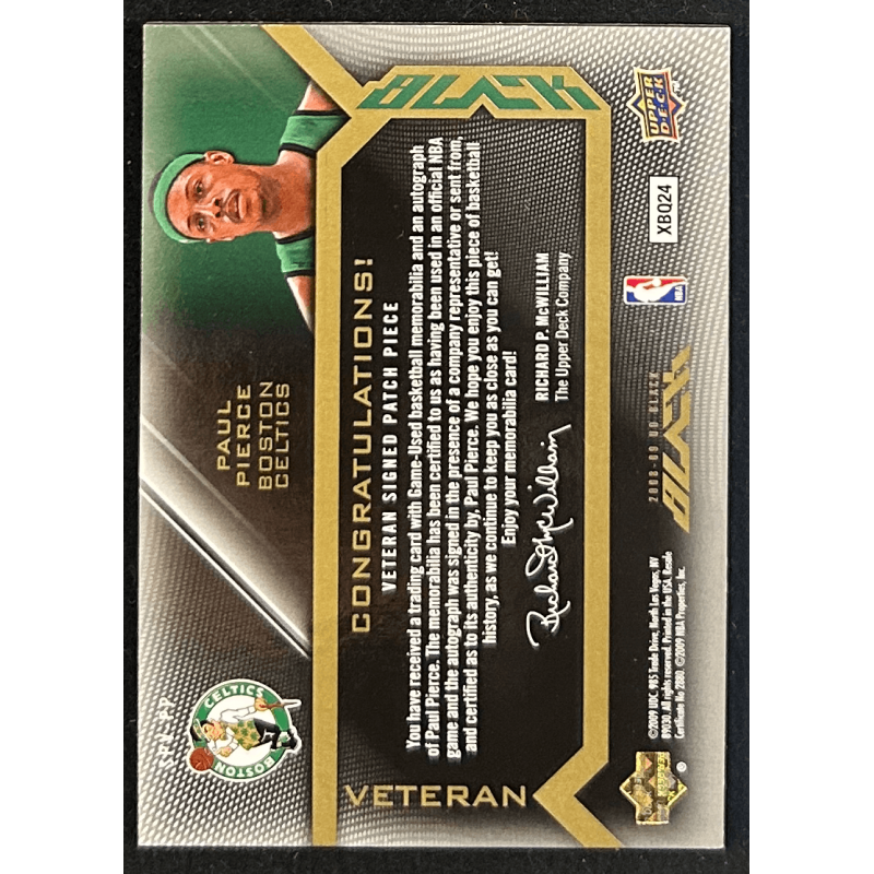 Paul Pierce 2008-09 UD Black Veteran Signed Jersey Gold 09/15