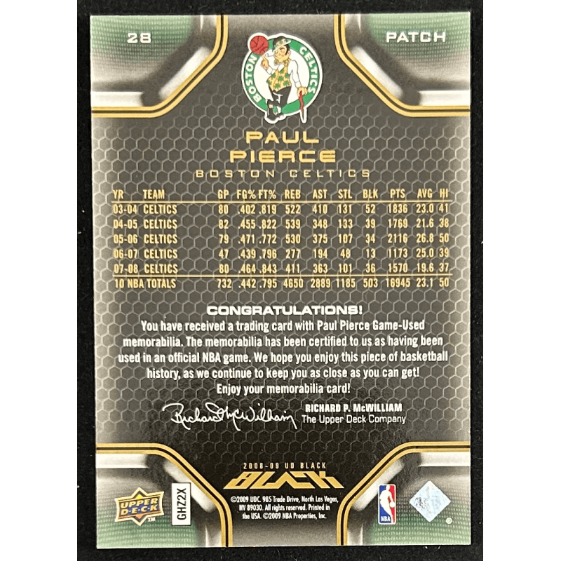 Paul Pierce 2008-09 UD Black Gold quad patches 13/15