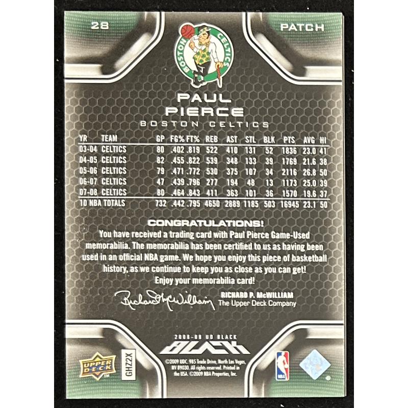 Paul Pierce 2008-09 UD Black quad patches 02/25