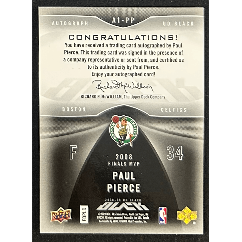 Paul Pierce 2008-09 UD Black Autograph 06/35