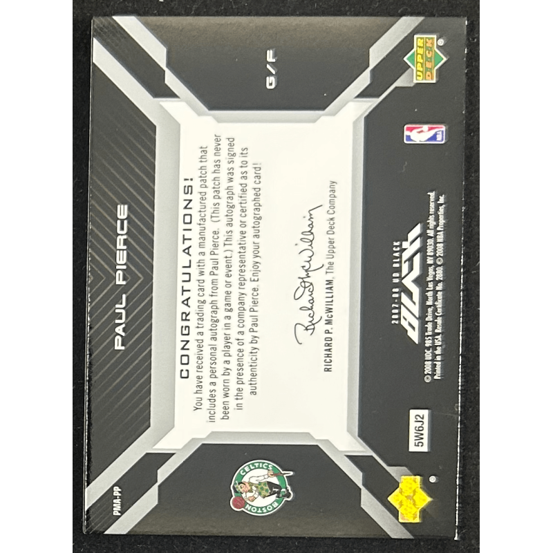 Paul Pierce 2007-08 UD Black Patch Material Autograph 25/50