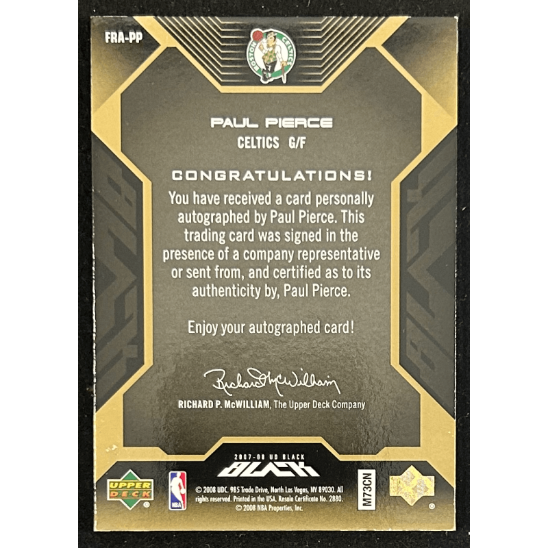 Paul Pierce 2007-08 UD Black Framed Autograph Gold 3/5