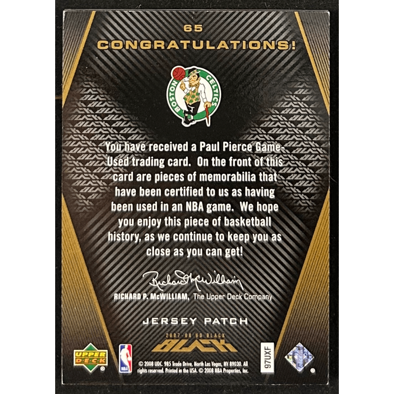 Paul Pierce 2007-08 Upper Deck Black Gold quad Jersey 4/5