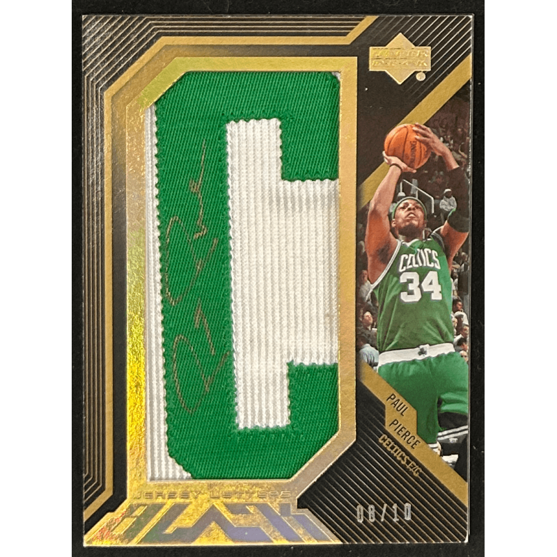 Paul Pierce 2007-08 UD Black jersey Letters Autograph Gold 08/10
