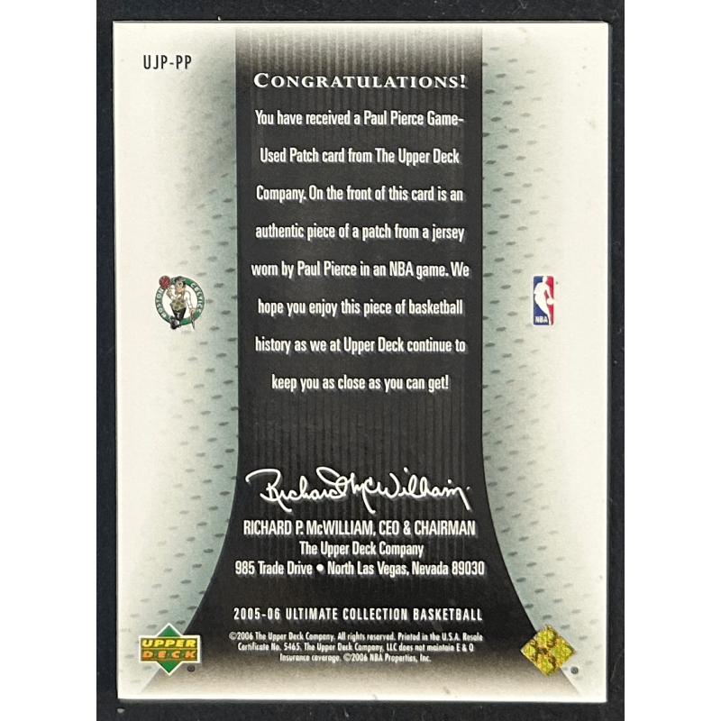 Paul Pierce 2005-06 UD Ultimate collection ultimate patch 01/20