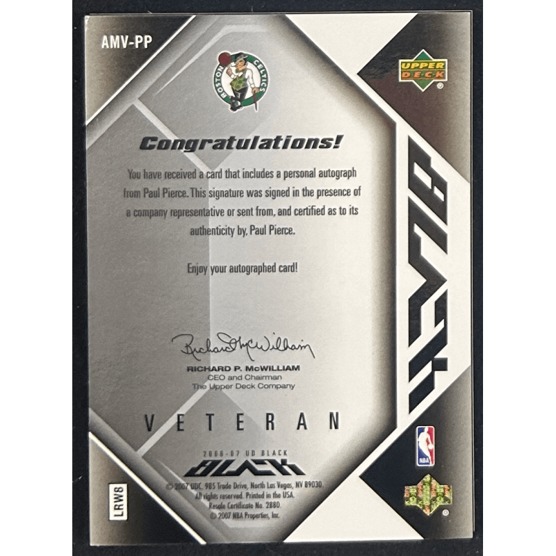 Paul Pierce 2006-07 UD Black Autograph Veteran Materials 06/25