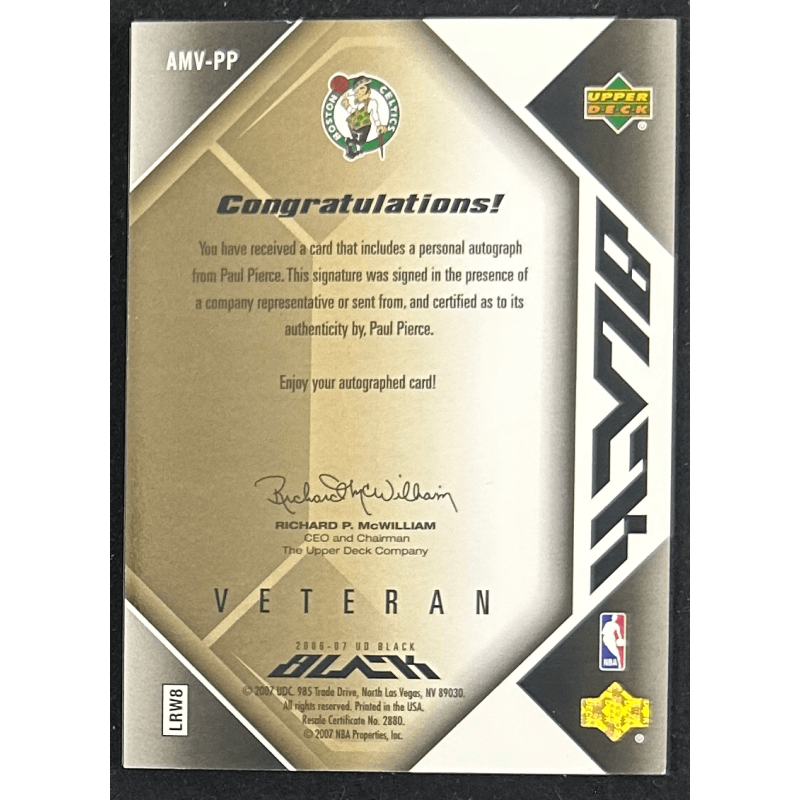 Paul Pierce 2006-07 UD Black Autograph Veteran Materials 5/5