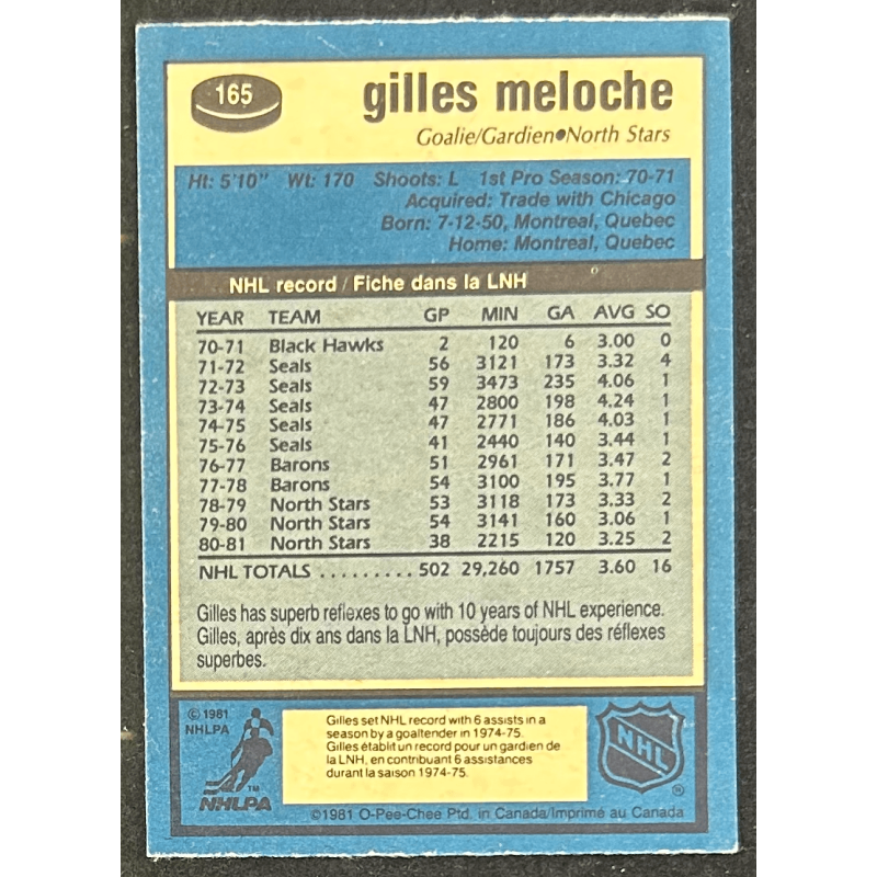 GILLES MELOCHE 1981-82 O-Pee-Chee 165