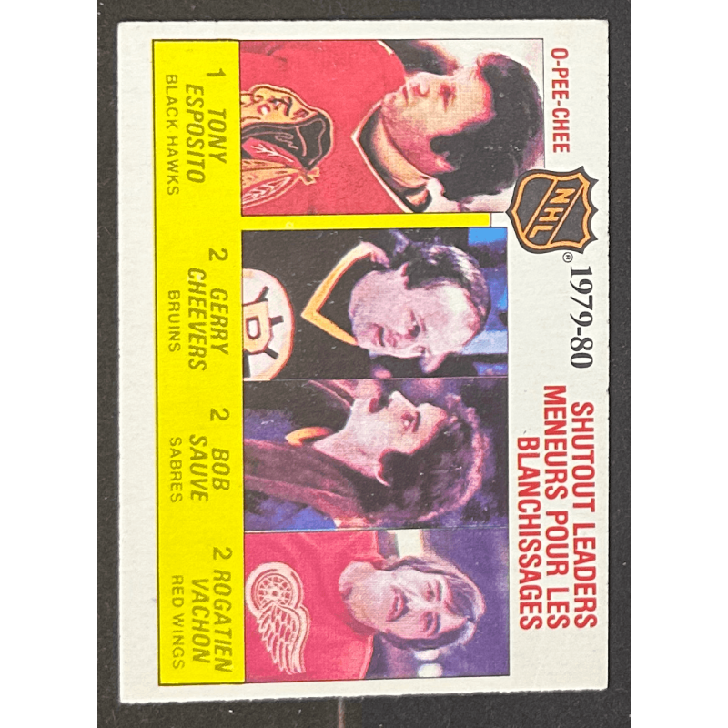 ESPOSITO / CHEEVERS / SAUVE / VACHON 1980-81 OPC Shutout Leaders
