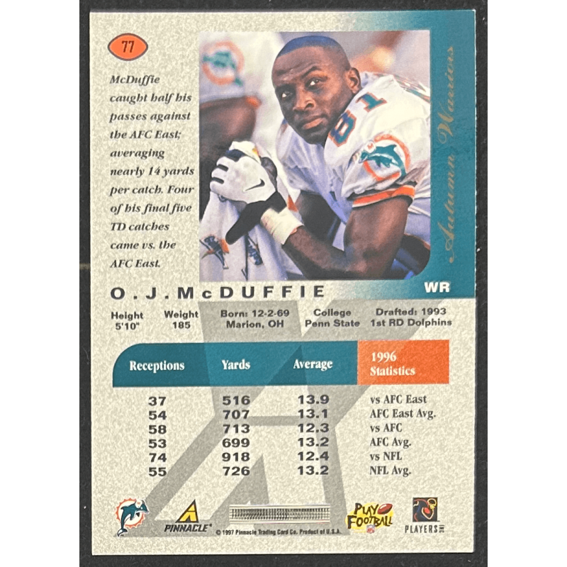 O.J McDuffie 1997 Pinnacle X press Autumn