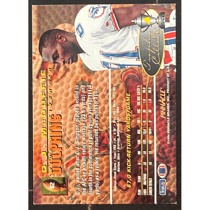 O.J McDuffie 1994 pinnacle trophy collection