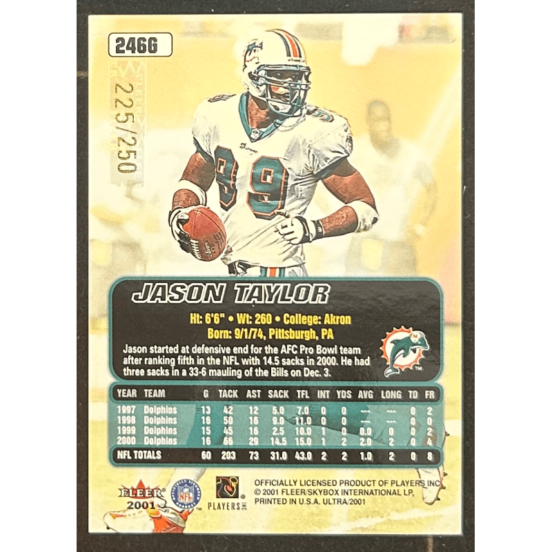 Jason Taylor 2001 fleer ultra gold medallion 225/250