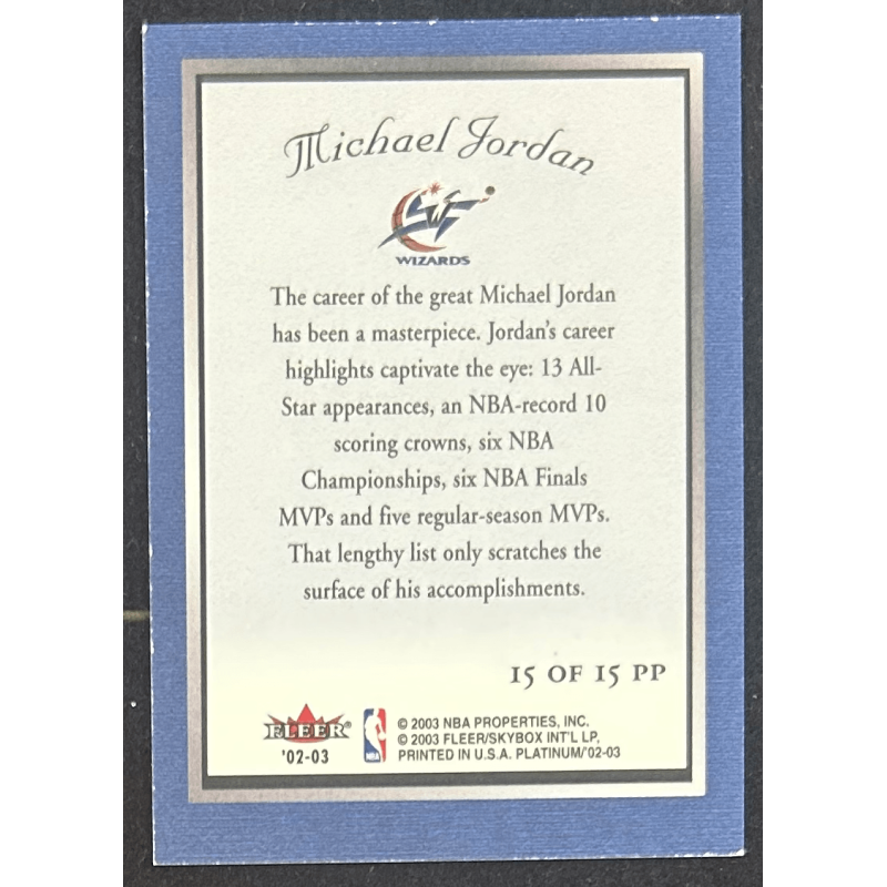 Michael Jordan 2002-03 Fleer Platinum Portraits 15PP
