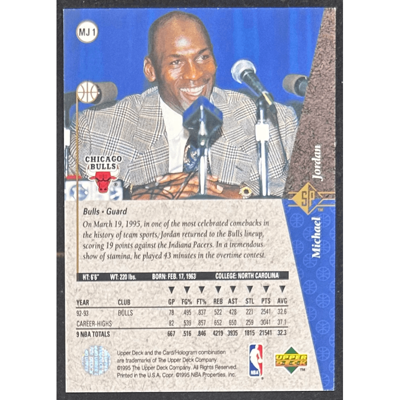 Michael Jordan 1994-95 Upper deck SP MJ1 Silver
