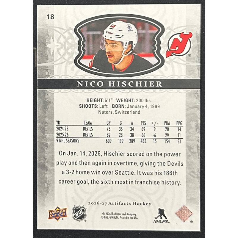 Nico Hischier 2026-27 Upper deck artifacts - 18
