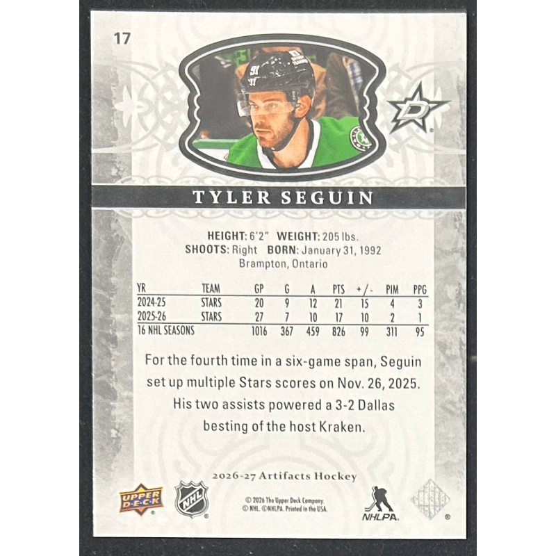 Tyler Seguin 2026-27 Upper deck artifacts - 17