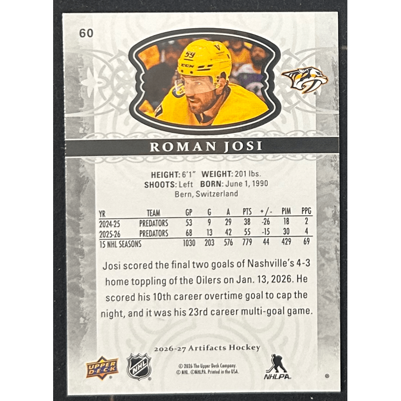 Roman Josi 2026-27 Upper deck artifacts - 60