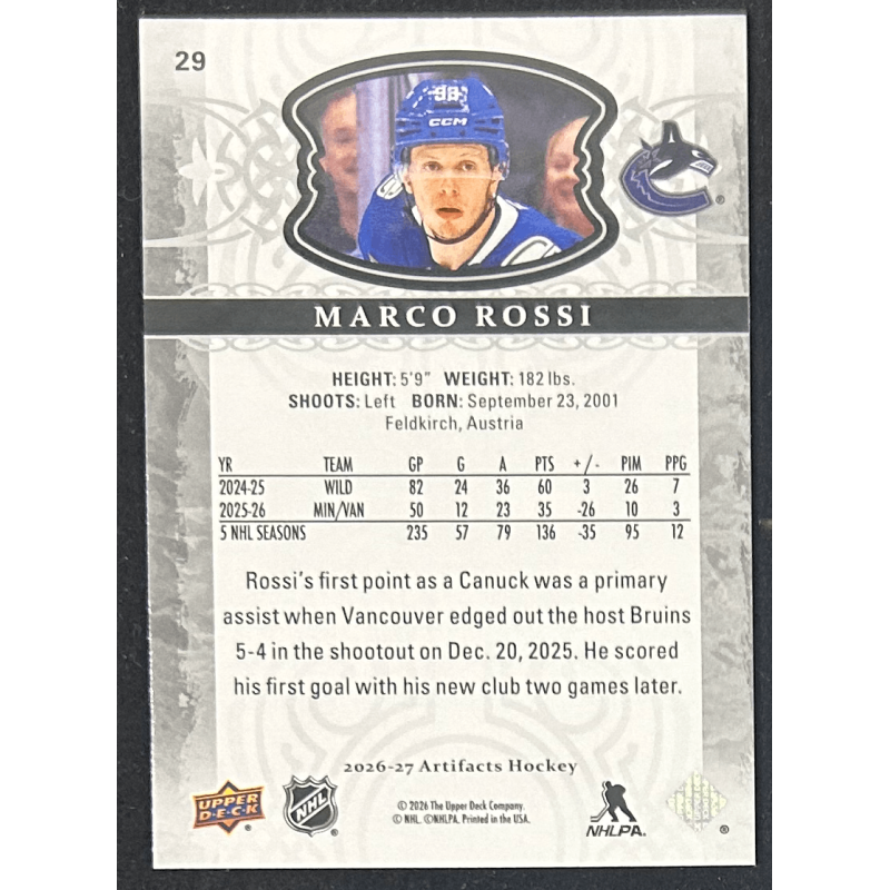Marco Rossi 2026-27 Upper deck artifacts - 29