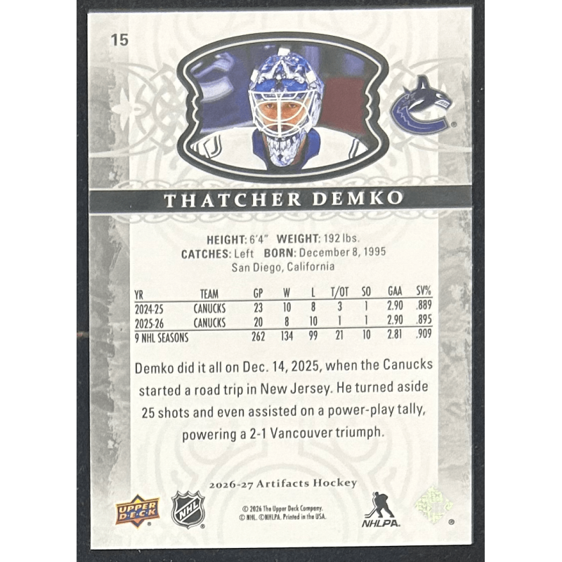 Thatcher Demko 2026-27 Upper deck artifacts - 15