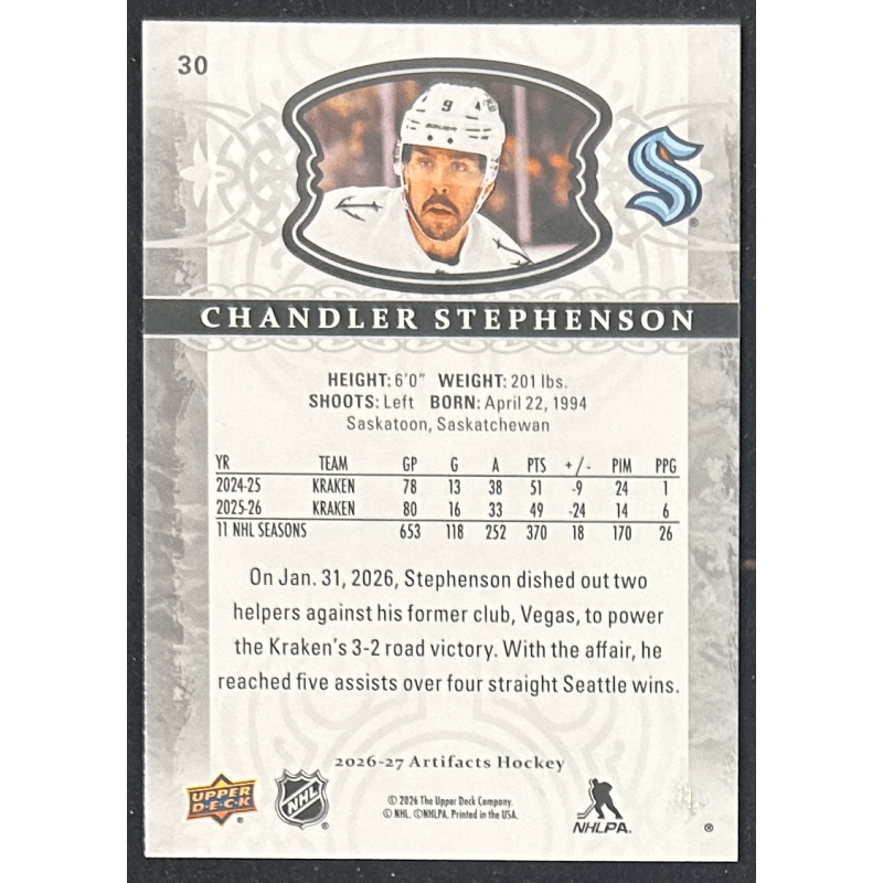 Chandler Stephenson 2026-27 Upper deck artifacts - 30