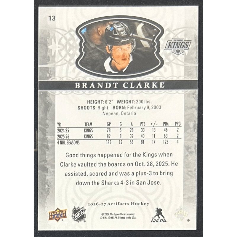 Brandt Clarke 2026-27 Upper deck artifacts - 13