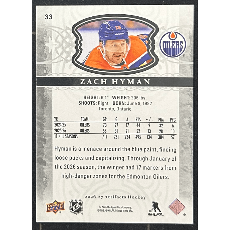 Zach Hyman 2026-27 Upper deck artifacts - 33