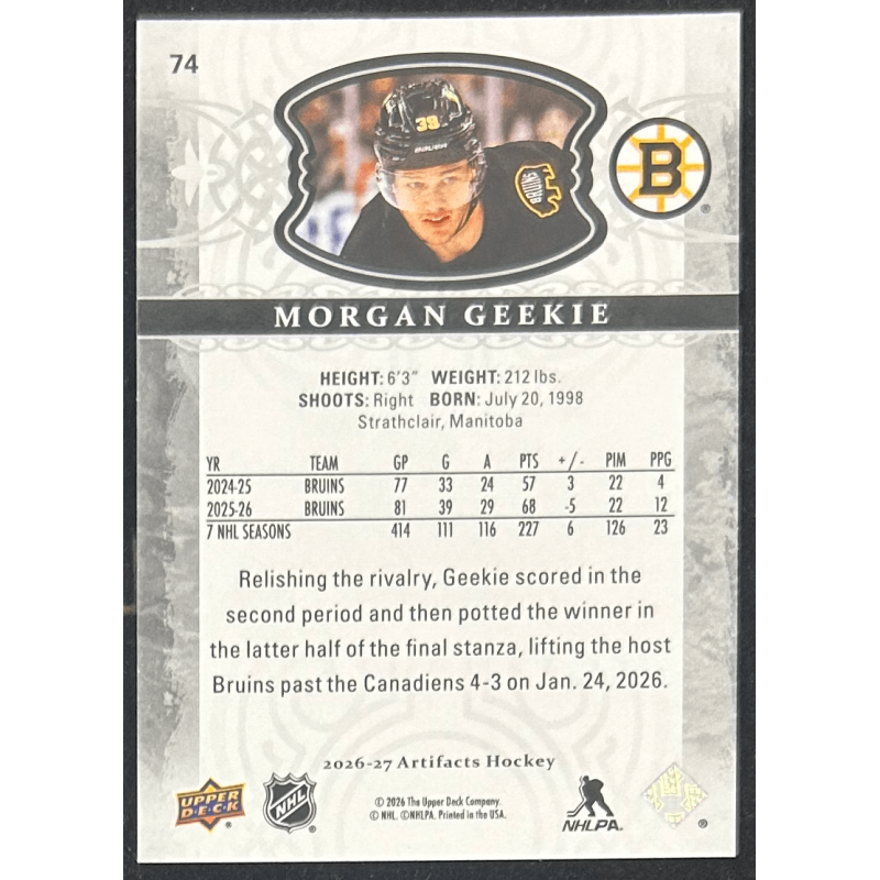 Morgan Geekie 2026-27 Upper deck artifacts - 74