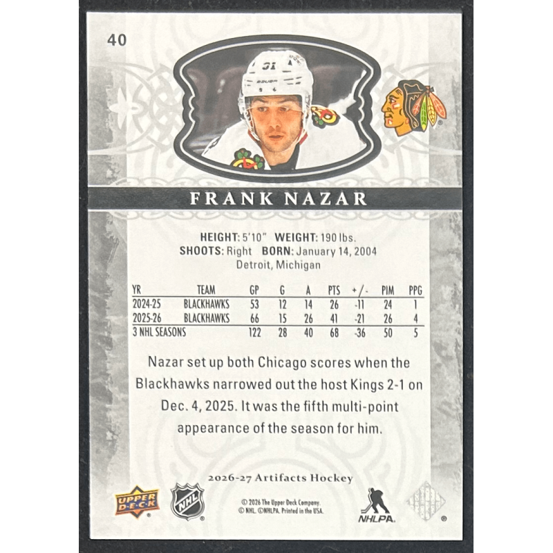 Franck Nazar 2026-27 Upper deck artifacts - 40