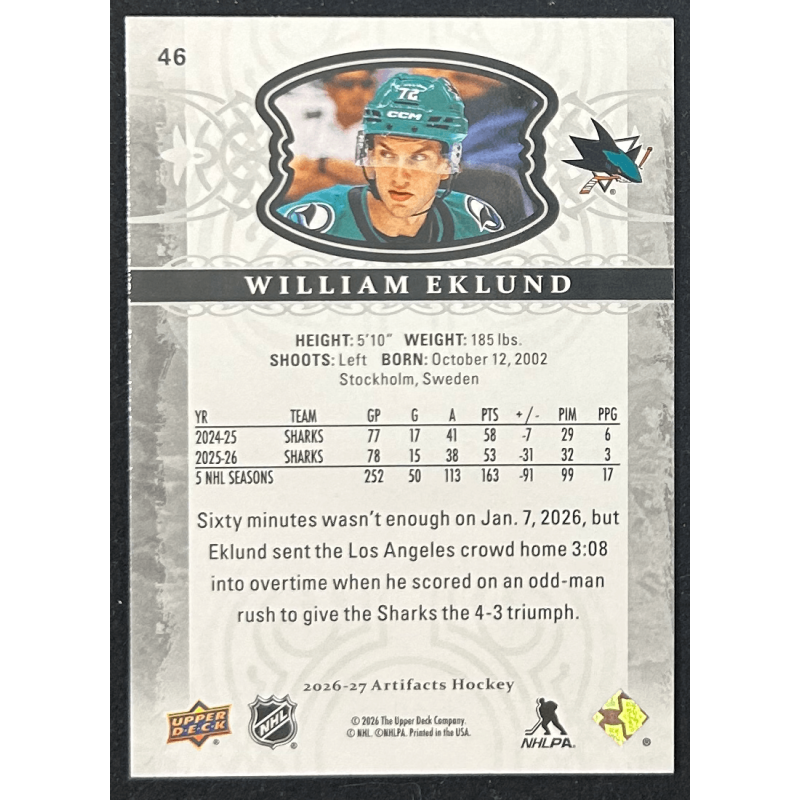 William Eklund 2026-27 Upper deck artifacts - 46