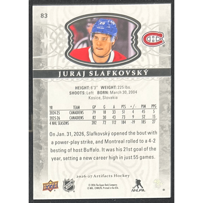 Juraj Slafkovsky 2026-27 Upper deck artifacts - 83