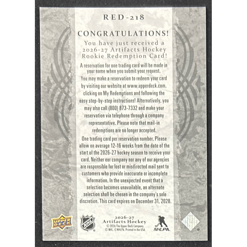 New york Islanders 2026-27 Upper deck artifacts rookie redemption red-218