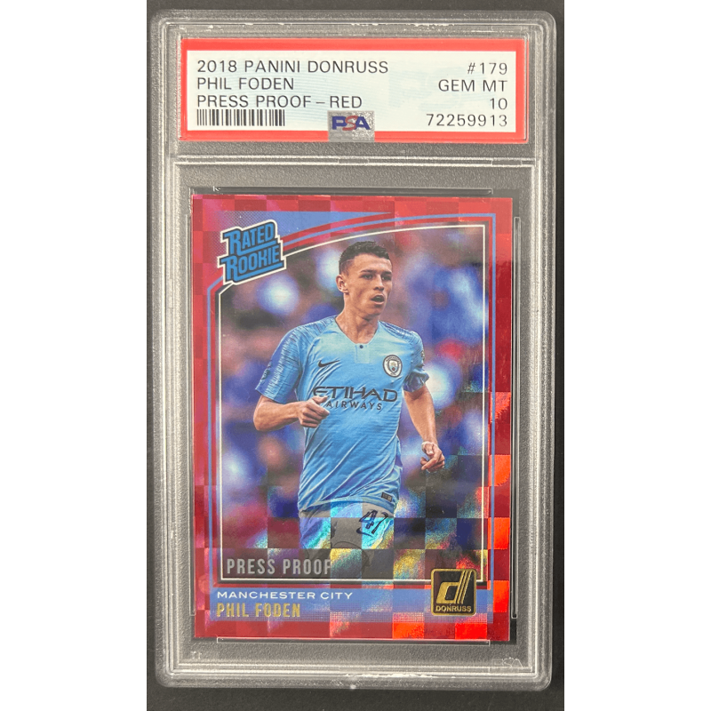 Phil Foden 2018 Panini donruss rated rookie artist proof red PSA 10