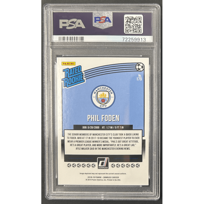 Phil Foden 2018 Panini donruss rated rookie artist proof red PSA 10