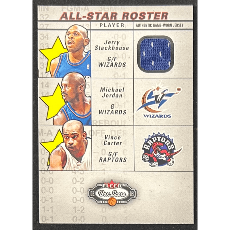 Stackhouse / Michael Jordan/ Carter 2002-03 Fleer Box Score All-Stars Roster Game-Used