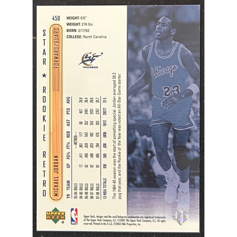 Michael Jordan 2001-02 Upper Deck star rookie retro