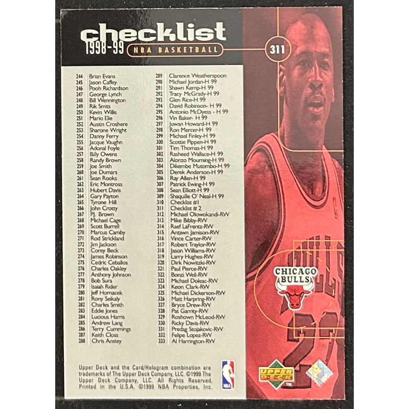 Michael Jordan 1998-99 Upper Deck checklist 311