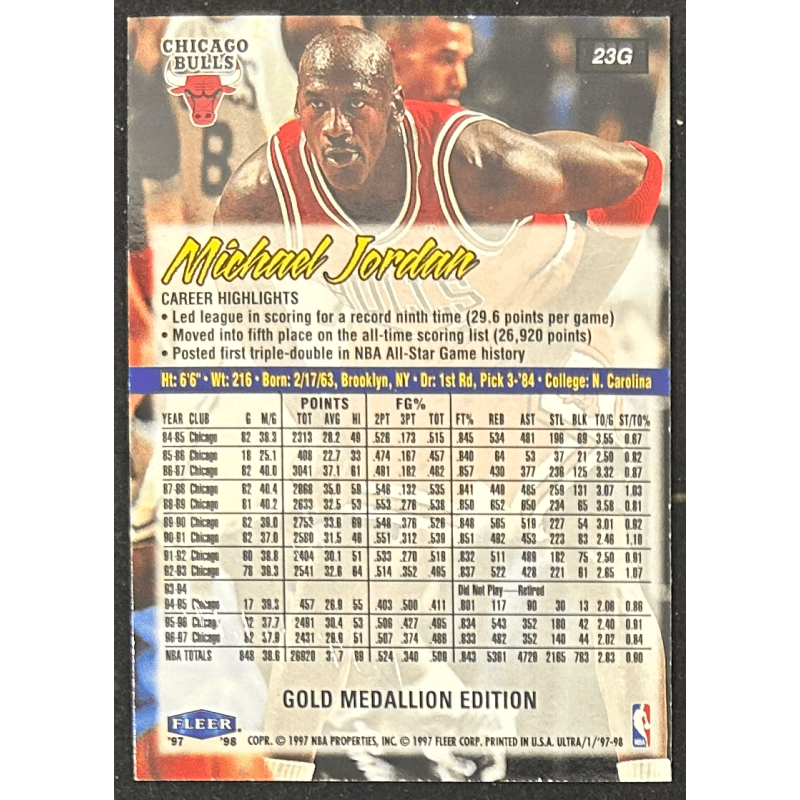 Michael Jordan 1997-98 Fleer Ultra Gold Medallion